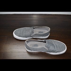 Grey distressed slip on vans